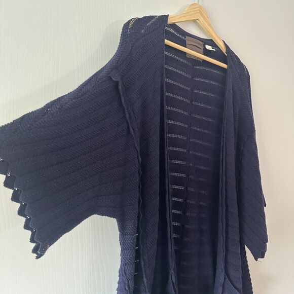 Anthropologie Guinevere Short Sleeve Cashmere Blend Cardigan Sweater Blue Large‎ - Picture 6 of 8